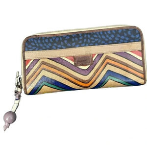 Fossil Women's Multicolor Keyper Strip Print Zip Clutch